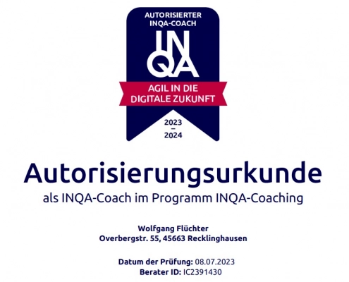 Autorisierungsurkunde - INQA-Coach Wolfgang Flüchter